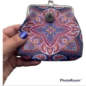 Blue & Red Paisley Snap Jewelry Change Purse with & Burgandy Floral Snap! VIDEO!
